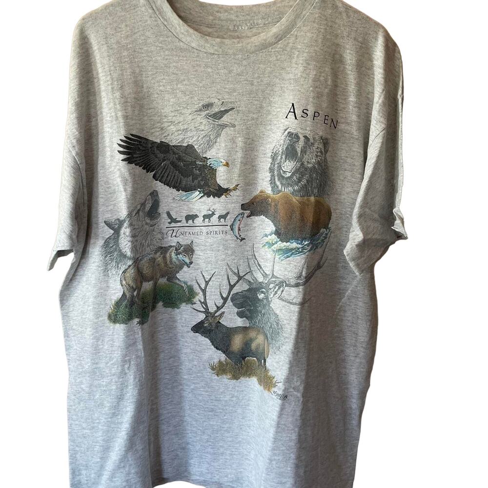 Vintage 90s Aspen Untamed Spirits Nature 1995 Single Stitch Shirt Adult XL